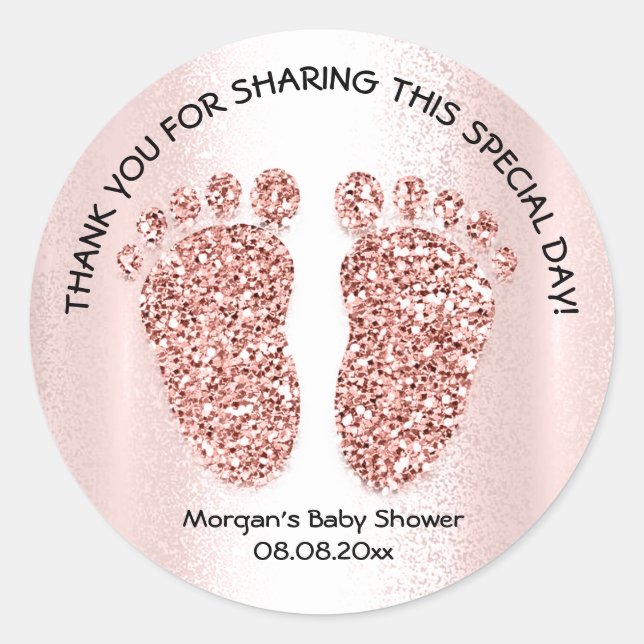 Rose Baby Feet Girl Boy Dusche Danke Runder Aufkleber (Vorderseite)
