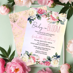 Rose Baby in Bloom Floral Baby Dusche Einladung