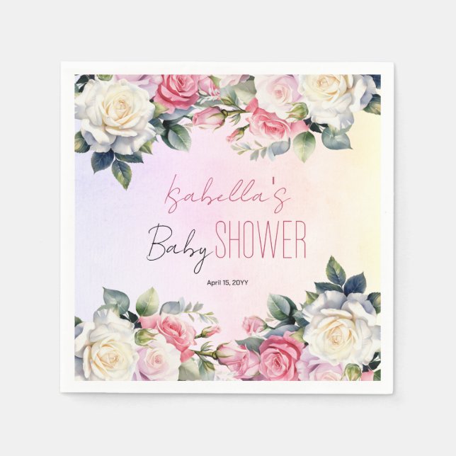 Rose Baby in Bloom Floral Baby Dusche Serviette (Vorderseite)