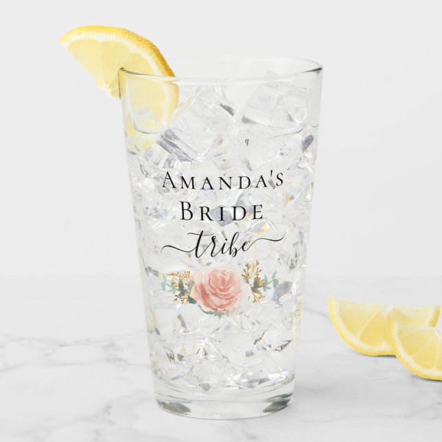 Rose Bachelorette Stamm Party Glas (Vorderseite Ice)