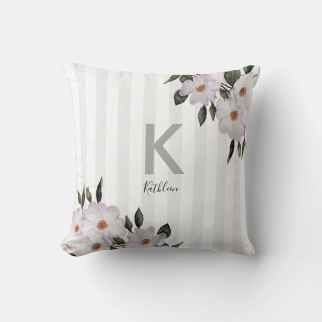 Rose Ballerina Floral Art Monogram Kissen (Vorderseite)