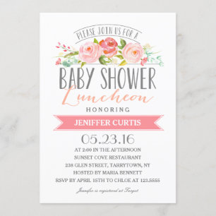 Rose Banner Luncheon   Babyparty Einladung