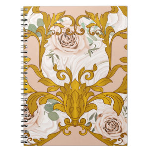 Rose Barock Goldene Blüte Print Notizblock