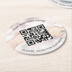 Rose bei Business Bar Restaurant Menü qr Code Runder Pappuntersetzer