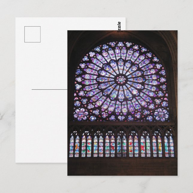 Rose bei der Kathedrale von Notre Dame Postkarte (Vorne/Hinten)