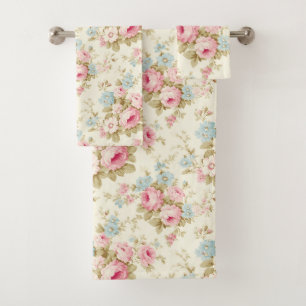 Rose beige bleu floral aquarelle shabby chic
