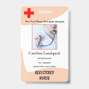 Rose Beige Mitarbeiterfoto-Logo für Krankenhauskra Ausweis