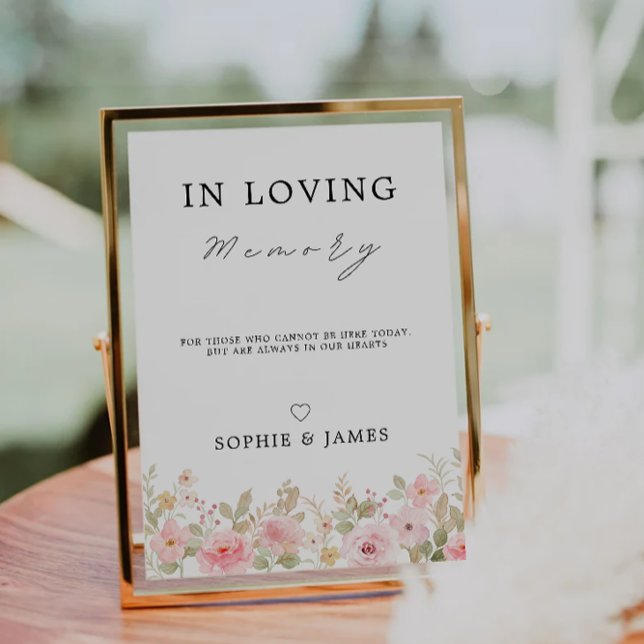 Rose beim Love Memory Sign, Memorial Sign, Einladung (Rose In Loving Memory Sign, Memorial Sign, Invitation)