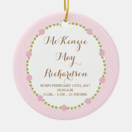 Rose Birth Stats neues Baby Girl Keramik Ornament