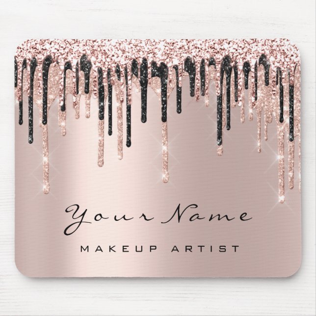 Rose Black Blush Glitzer Name Makeux Wax Lashes Mousepad (Vorne)