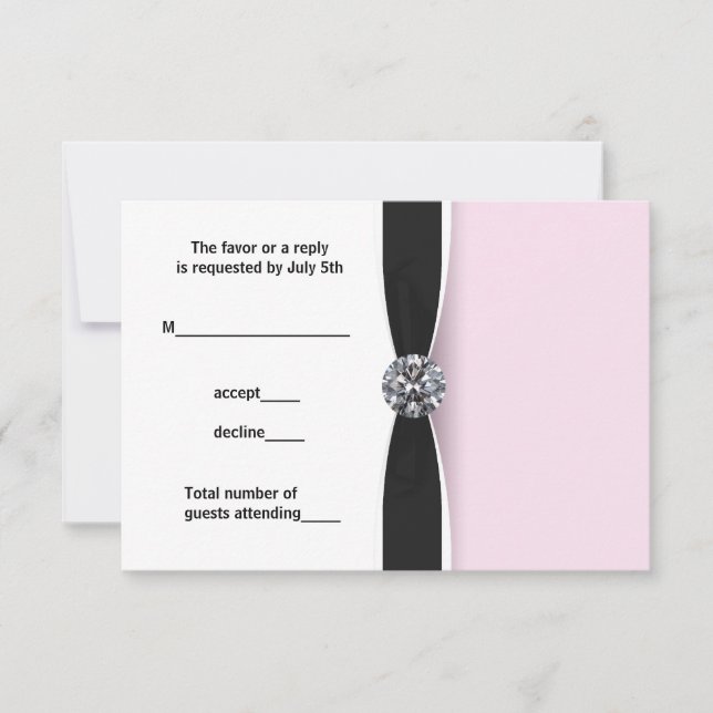 Rose Black Sweet 16 Anniversaire Fête RSVP (Devant)