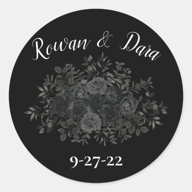 Rose blanc et noir  gothique Faveur Sticker Étique (Devant)
