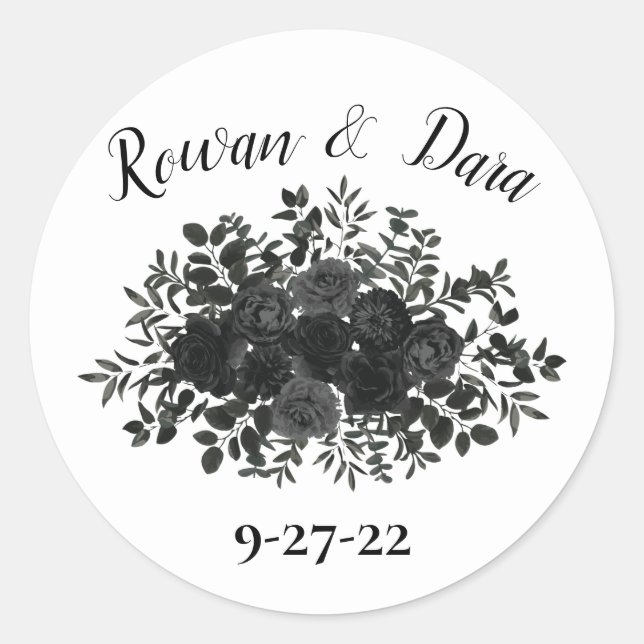 Rose blanc et noir  gothique Faveur Sticker Étique (Devant)
