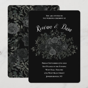 Rose blanc et noir Invitations de mariage gothique
