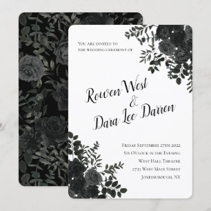Rose blanc et noir Invitations de mariage gothique