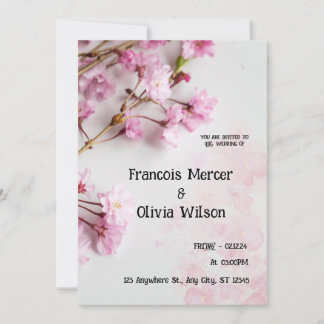 Rose Blanc Feminine Vintage Mariage Invitation