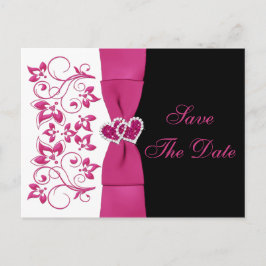 Rose, Blanc, Floral Noir Enregistrer La Date Carte