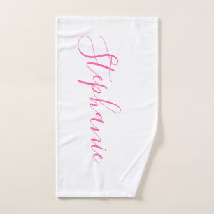Rose blanc personnalisé monogramme serviette de y