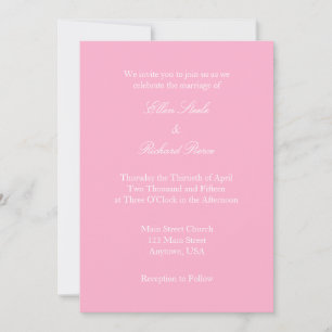 Rose Blanc Plat Simple Faire-part de mariage