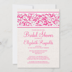 Rose Blanc Rustique Linen Bridal Douche Invitation