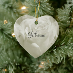 Rose blanche French Love Valentine Ornement