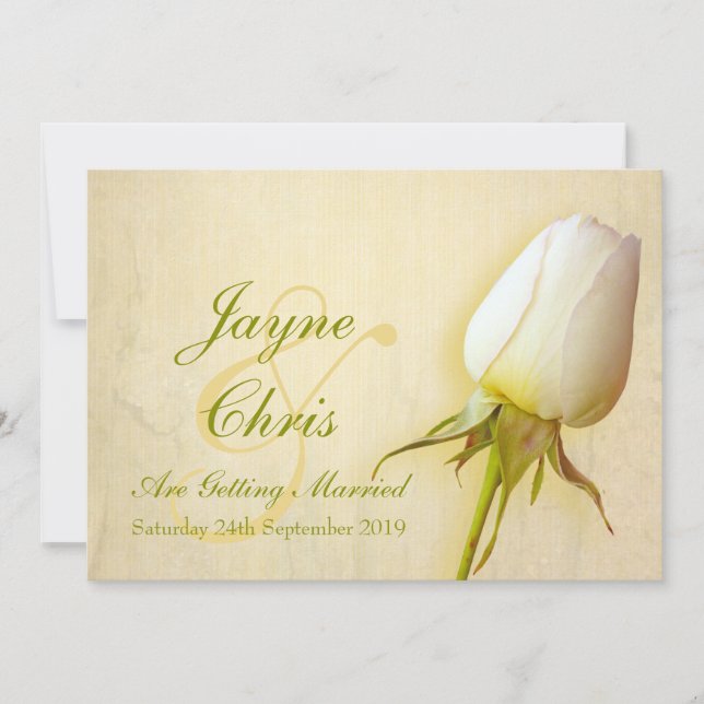 Rose blanche mariage grande invitation paysage (Devant)