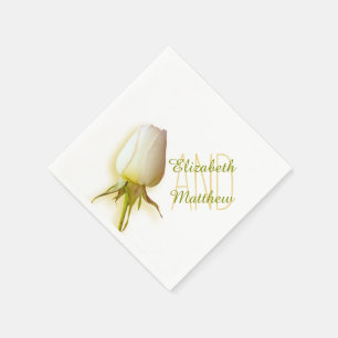 Rose blanche simple nommée serviette en papier pou