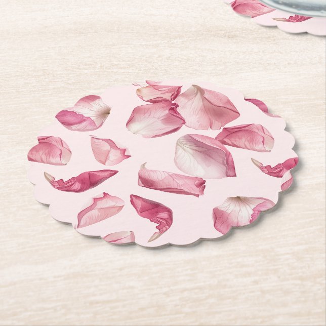 Rose Blätter Muster Petals und Prosecco Bridal Untersetzer (angewinkelt)