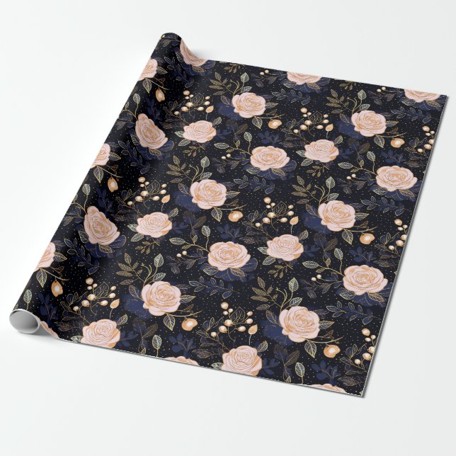 Rose, blau, blau, rosa, blass geschenkpapier (Ungerollt)