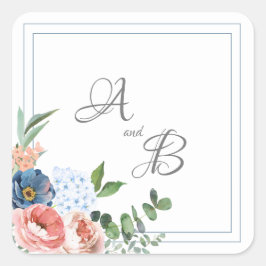 Rose Blau und Blau Quadratischer Aufkleber