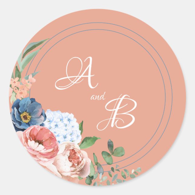 Rose Blau und Blau Runder Aufkleber (Vorderseite)
