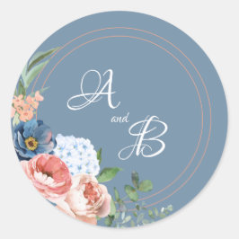 Rose Blau und Blau Runder Aufkleber