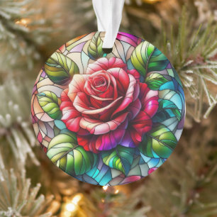 Rose Bleiglaseffekt Elegantes Blumendesign Ornament
