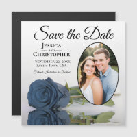 Rose Bleu Acier Magnet Photo de Mariage Enregistre