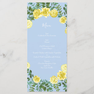 Rose bleu clair jaune pâle Floral Mariage Menu