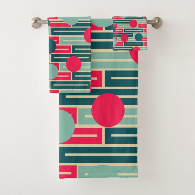 Rose, Bleu clair, Rectangles Turquoises et cercles (En situation)
