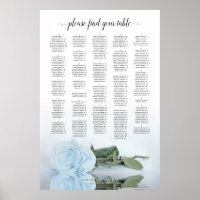 Rose bleu pâle, tableau de sièges alphabétique