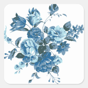 Rose bleu vintage & Stickers floraux pivoines / Sc