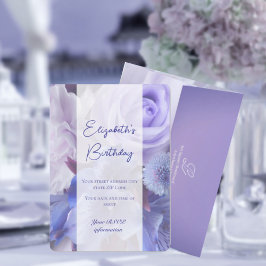 Rose bleu violet carte d'invitation d'anniversaire