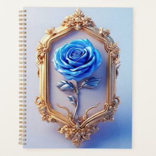 Rose Bleue Élégante Encadrée dans un Cadre en Or D