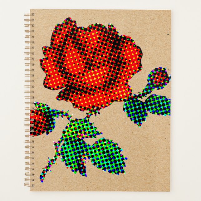Rose Bloom Halftone on Brown Paper Fine Art Planer (Vorderseite)
