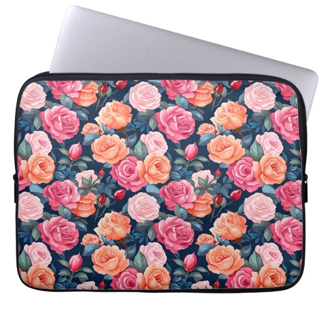 Rose Blooming Blume Muster-80037 Laptopschutzhülle (Vorderseite)