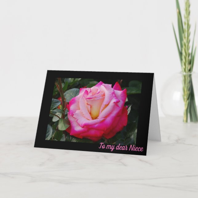 Rose Blossom / Rot und Weiß / Nichte Geburtstag Karte (Vorderseite)