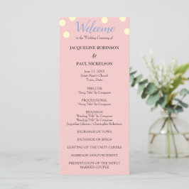 Rose Blue Cream Polka Dots Hochzeitsprogramm Programm