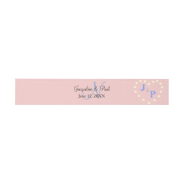 Rose Blue Cream Polka Dots Monogramm Herz Einladungsbanderole