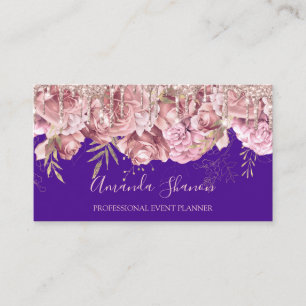 Rose Blue Elegante Blume Logo Event Planner QRCODE Visitenkarte