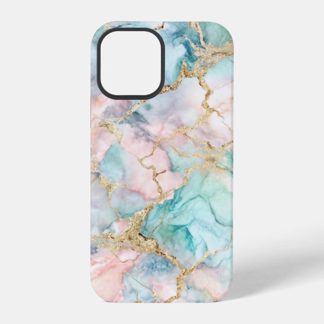 Rose Blue Gold Marble iPhone 12 Pro Hülle (Rückseite)