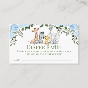 Rose Blue Safari Babydusche Windelwindeln Beilage Visitenkarte