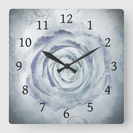 Rose Blume 13 Blau Quadratische Wanduhr