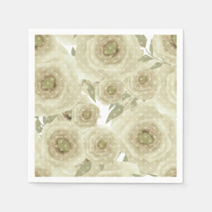 Rose Blume abstrakter Blumendruck Beigetöne Serviette